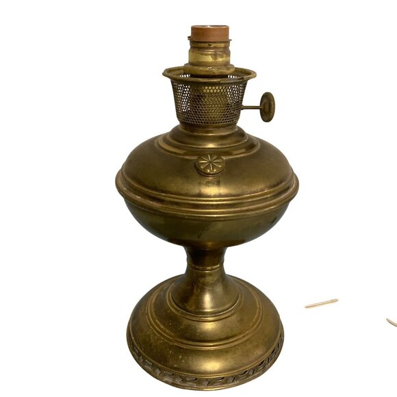 Antique Aladdin Model 6 Brass Mantle Oil Lamp Electrified - Works - Picture 1 of 7